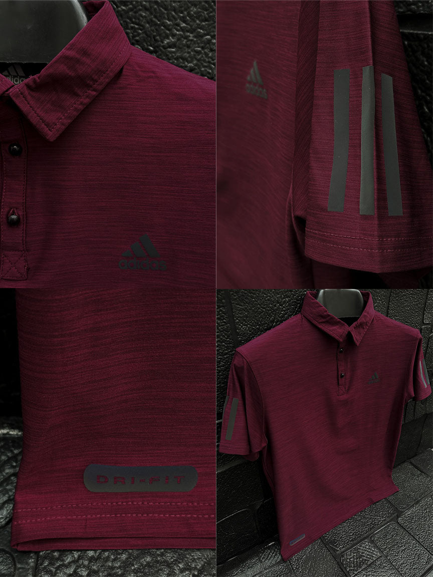 Imported Dry Fit Polo With Reflector Logo In Maroon