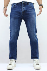 Ripped Turbo Ankle Fit Jeans In Dirty Blue