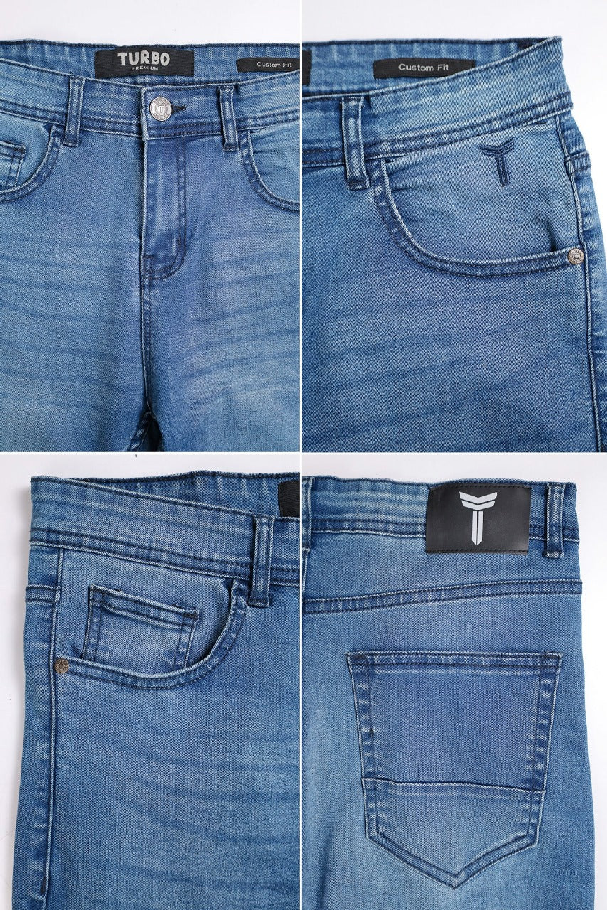 Turbo Classic Plain Ankle Fit Jeans In Sky Blue