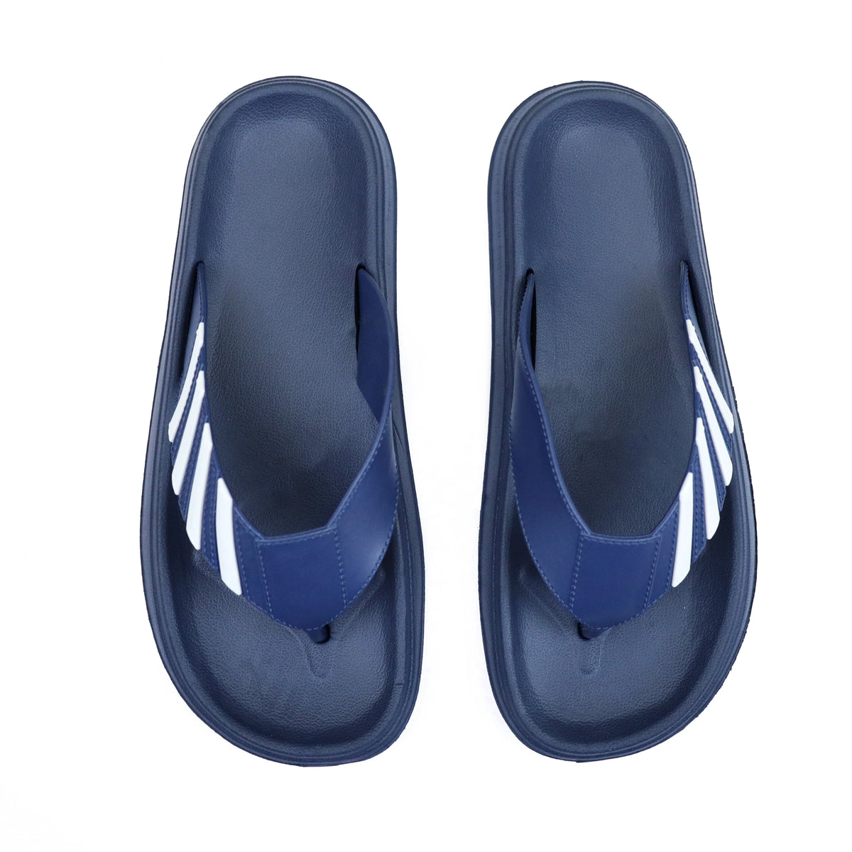 Stripe V-Shaped Straps Men Flip Flops in Navy Blue