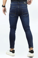 Ankle Fit Ripped Turbo Jeans In Dark Navy