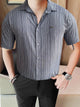 Turbo Down Box Collared Casual Shirt In Charcoal Blue