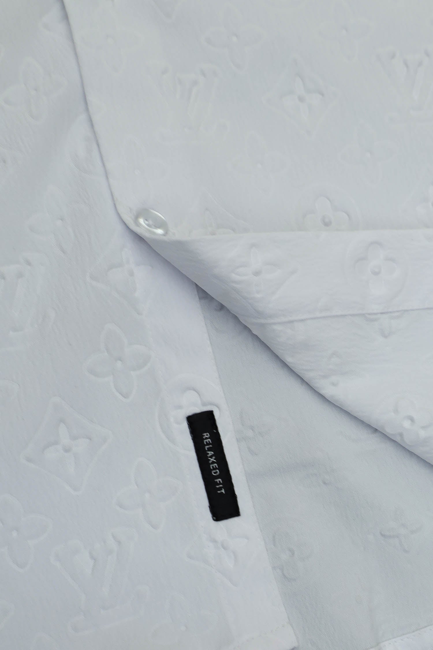 Embossed LV Logo Casual Shirt In White