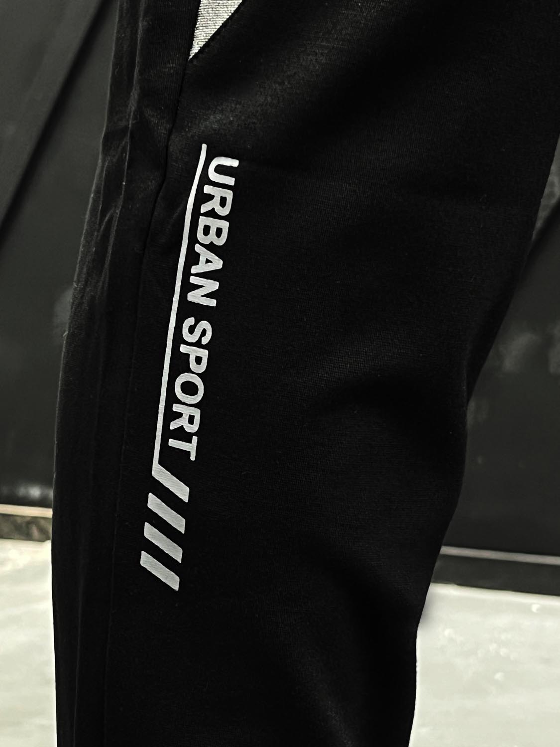 Men Imported Trouser With Reflector Logo In Black