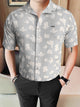 Turbo Rich Floral Printed Casual Shirt In Light Grey