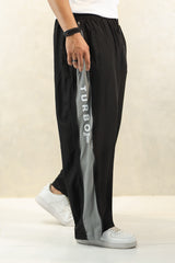 Turbo Side Panel Full Zipper Micro Baggy Trouser In Black