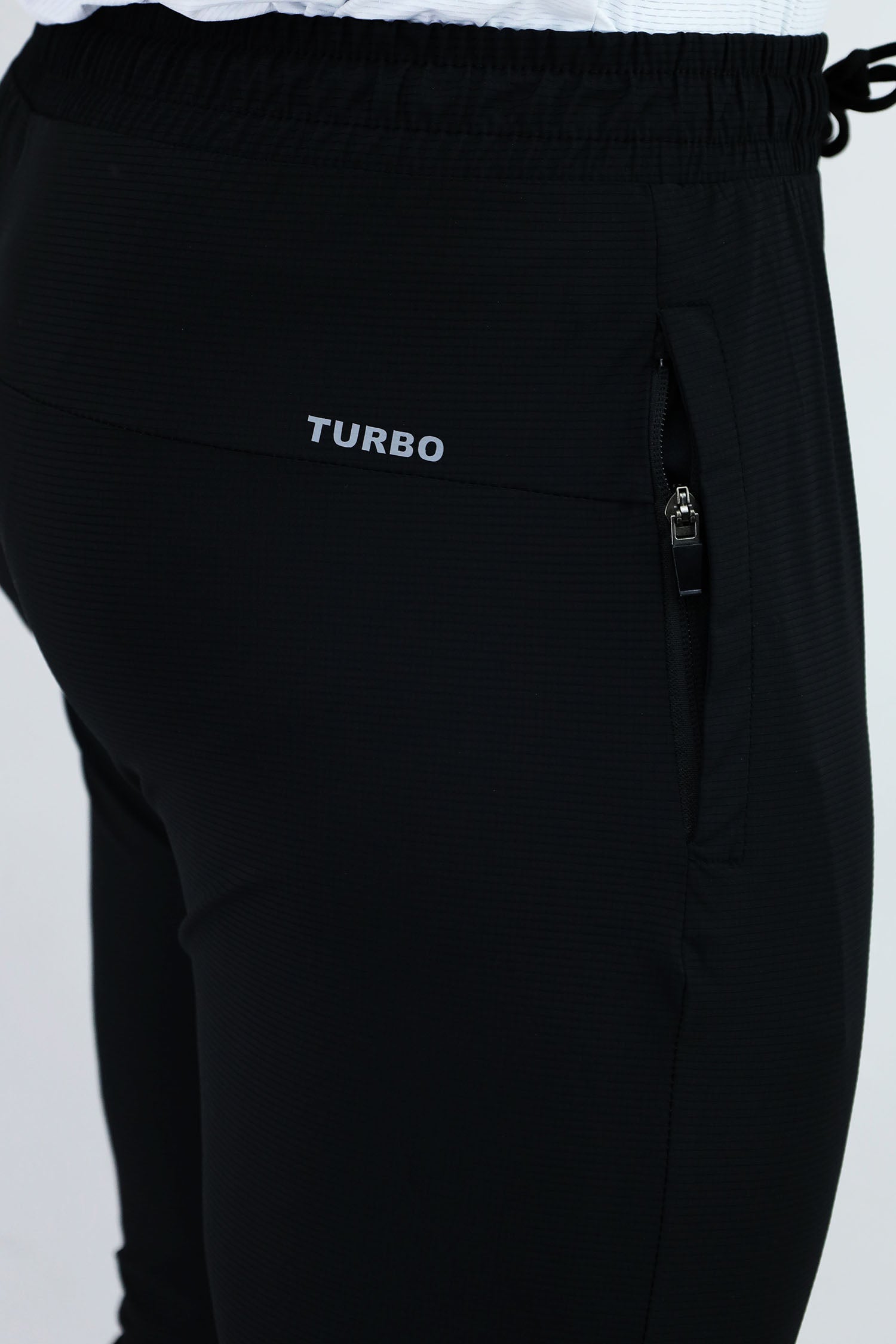 Turbo Slogan Self Texture Training Trouser In Black