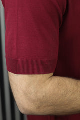 Front 4 Stripes Jumper Polo Shirt In Maroon