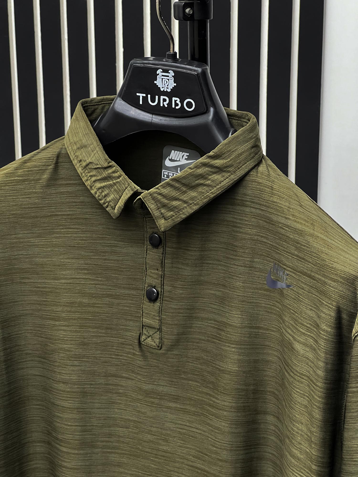 Cropped Collar Imported Dry Fit Polo In Olive