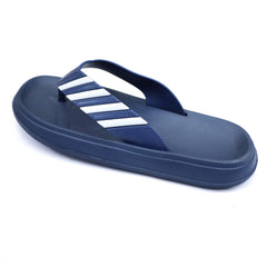 Stripe V-Shaped Straps Men Flip Flops in Navy Blue