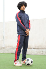 Turbo Panel Line Men Zipper Tracksuit In Navy Blue