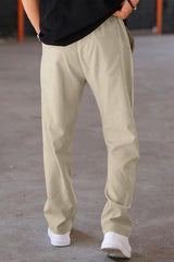 Plain Stripe Line Loose Bottom Trouser In Skin