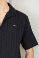 Turbo Wave Texture Crochet Casual Shirt In Black