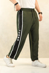 Turbo Panel Typography Micro Loose fit Trouser in Olive