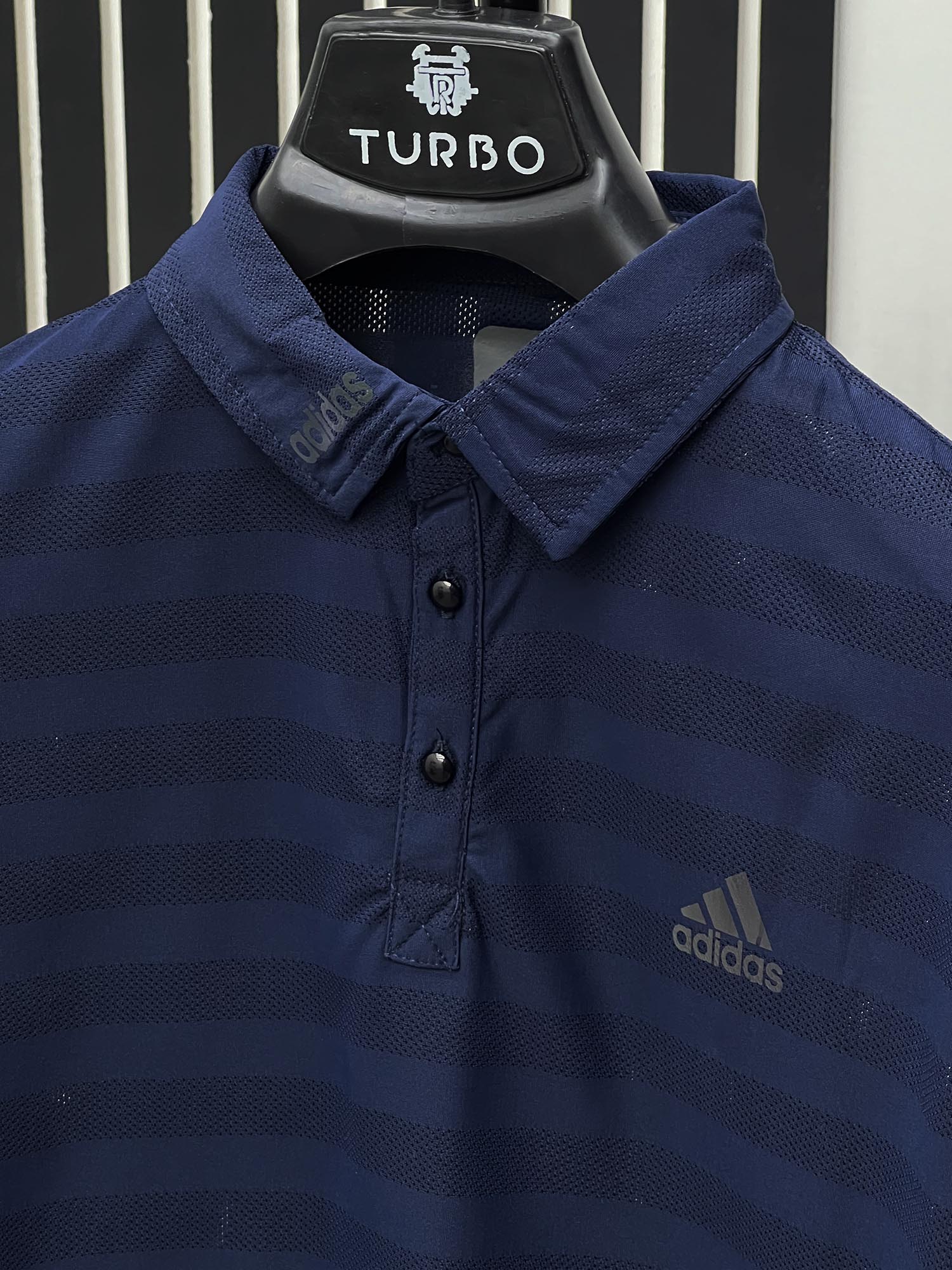 Cropped Collar Imported Dry Fit Polo In Navy Blue