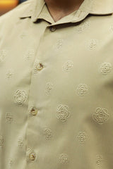 Embossed Floral All Over Casual Shirt In Skin