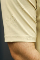 Embossed Leaf Floral All Over Casual Shirt In Light Skin