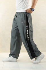 Turbo Side Panel Full Zipper Micro Baggy Trouser In Dark Grey