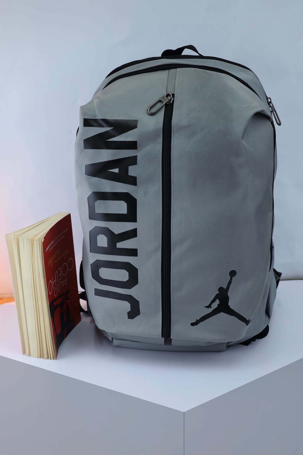 Jrdn Front Logo Backpack In Slate Grey
