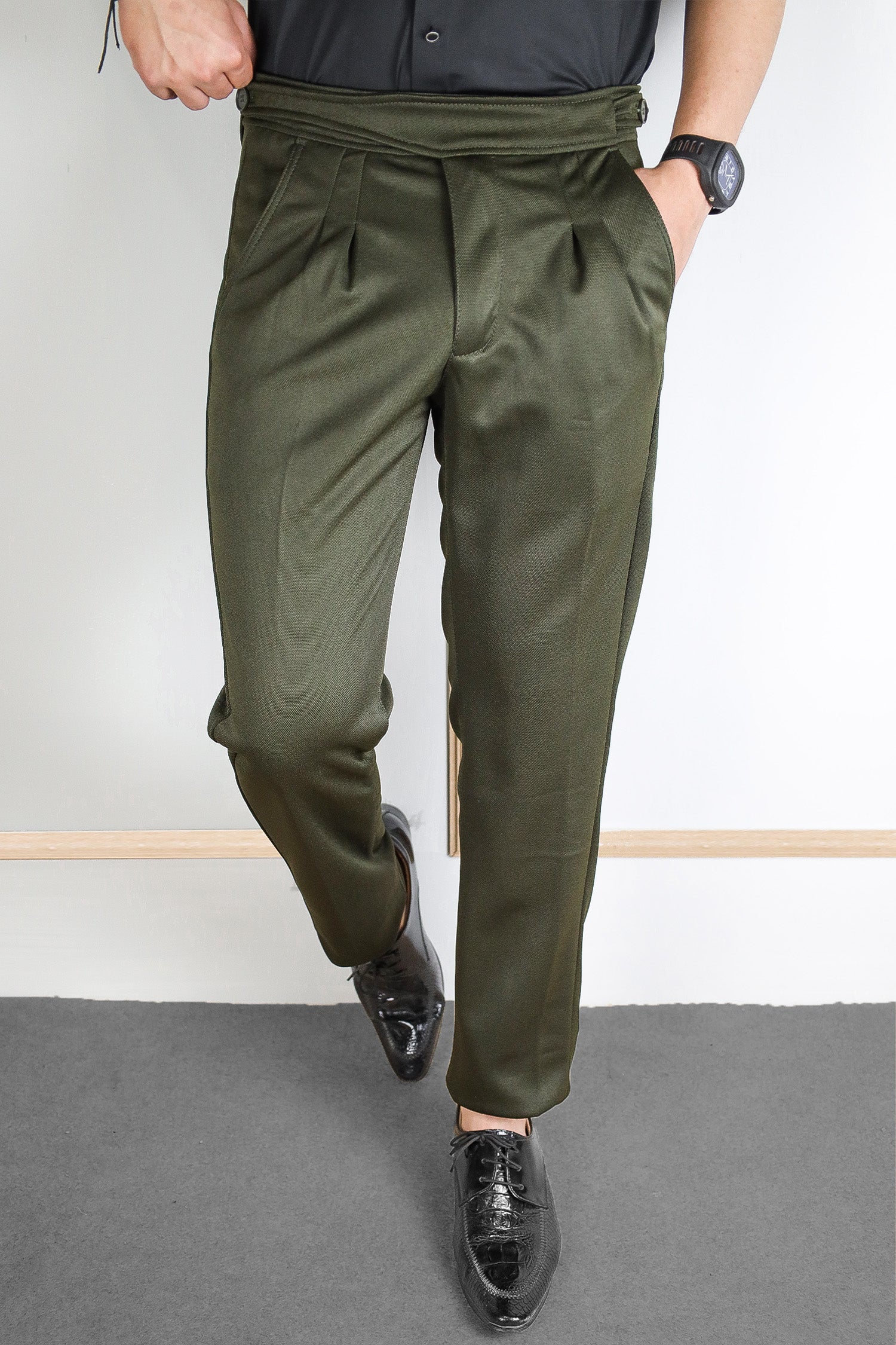 Self Texture Slim Fit Gurkha Cotton Pant