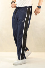 Turbo Panel Typography Micro Loose fit Trouser in Navy Blue