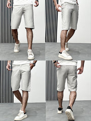 Self Textured Men Cotton Shorts In Light Grey