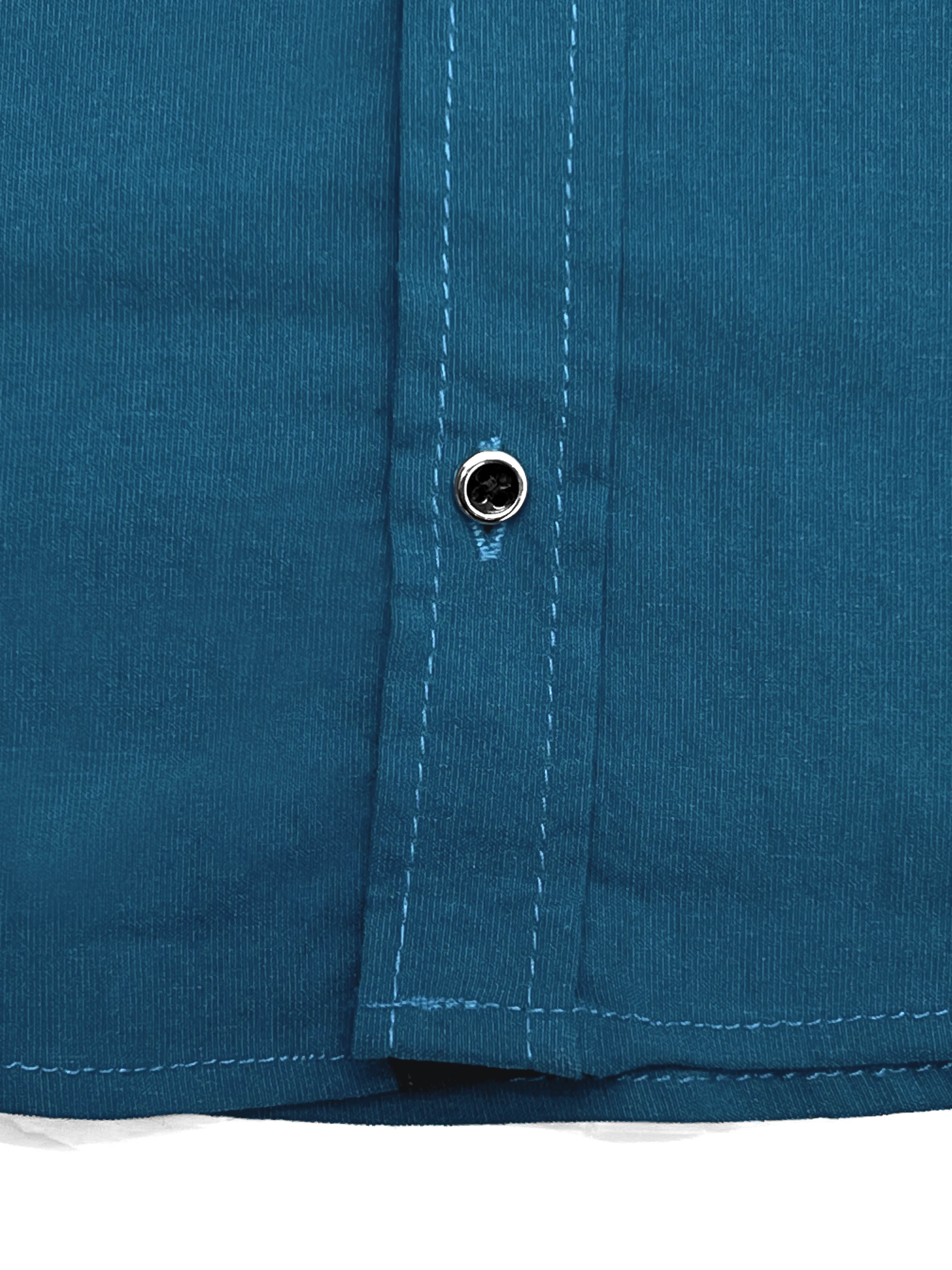 Self Textured Elastic Shirt In Blue