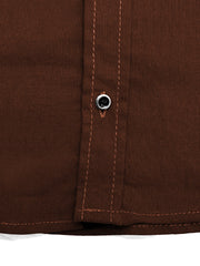 Self Textured Elastic Shirt In Coffee