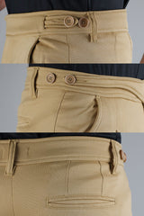 Self Texture Slim Fit Gurkha Cotton Pant In Skin