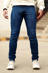 Turbo Light Faded Slim Fit Jeans In Mid Blue