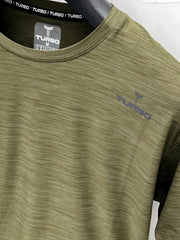 Self Texture Dry Fit Tee In Olive