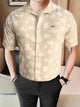 Turbo Rich Floral Printed Casual Shirt In Beige