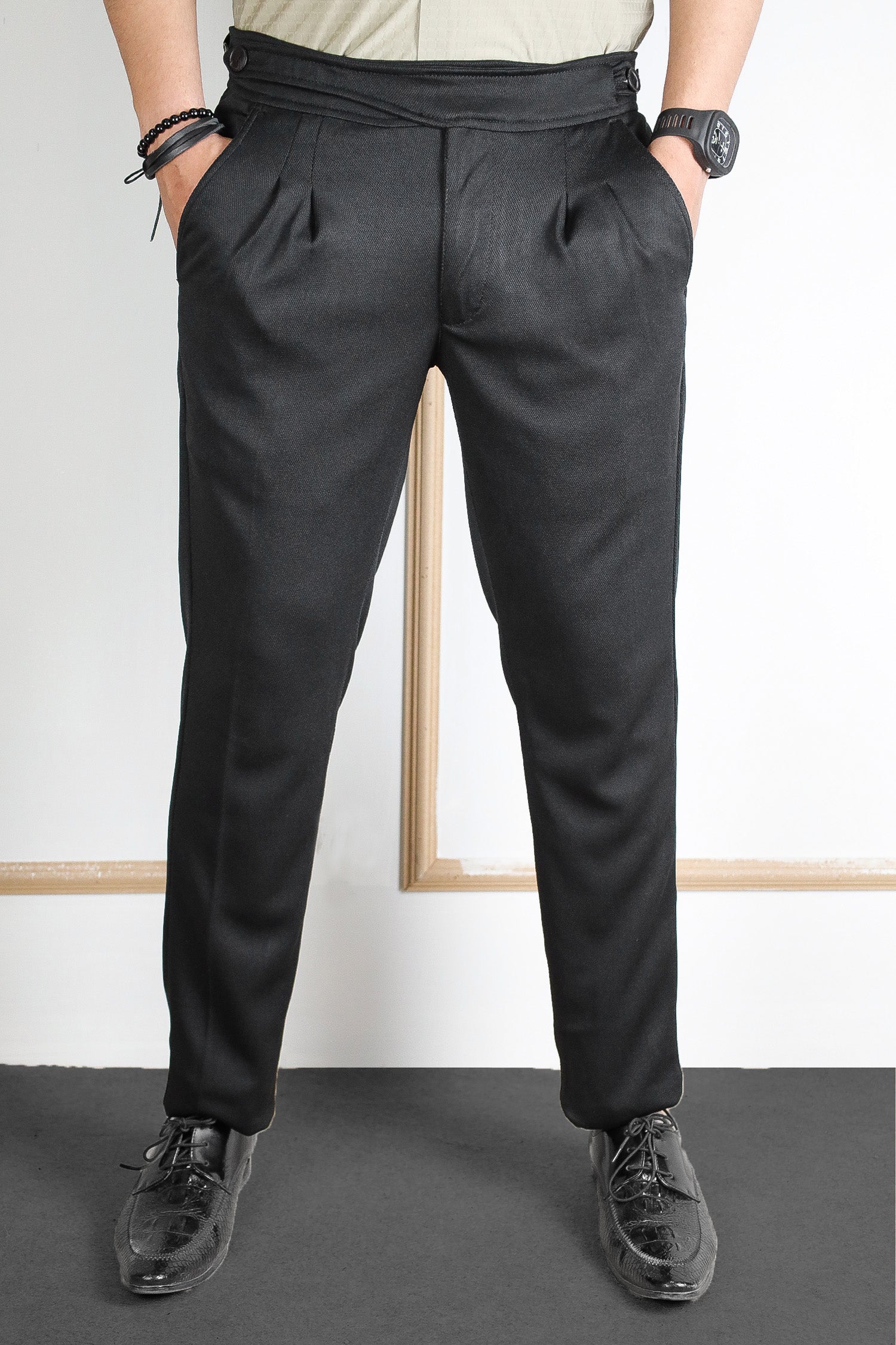 Self Texture Slim Fit Gurkha Cotton Pant