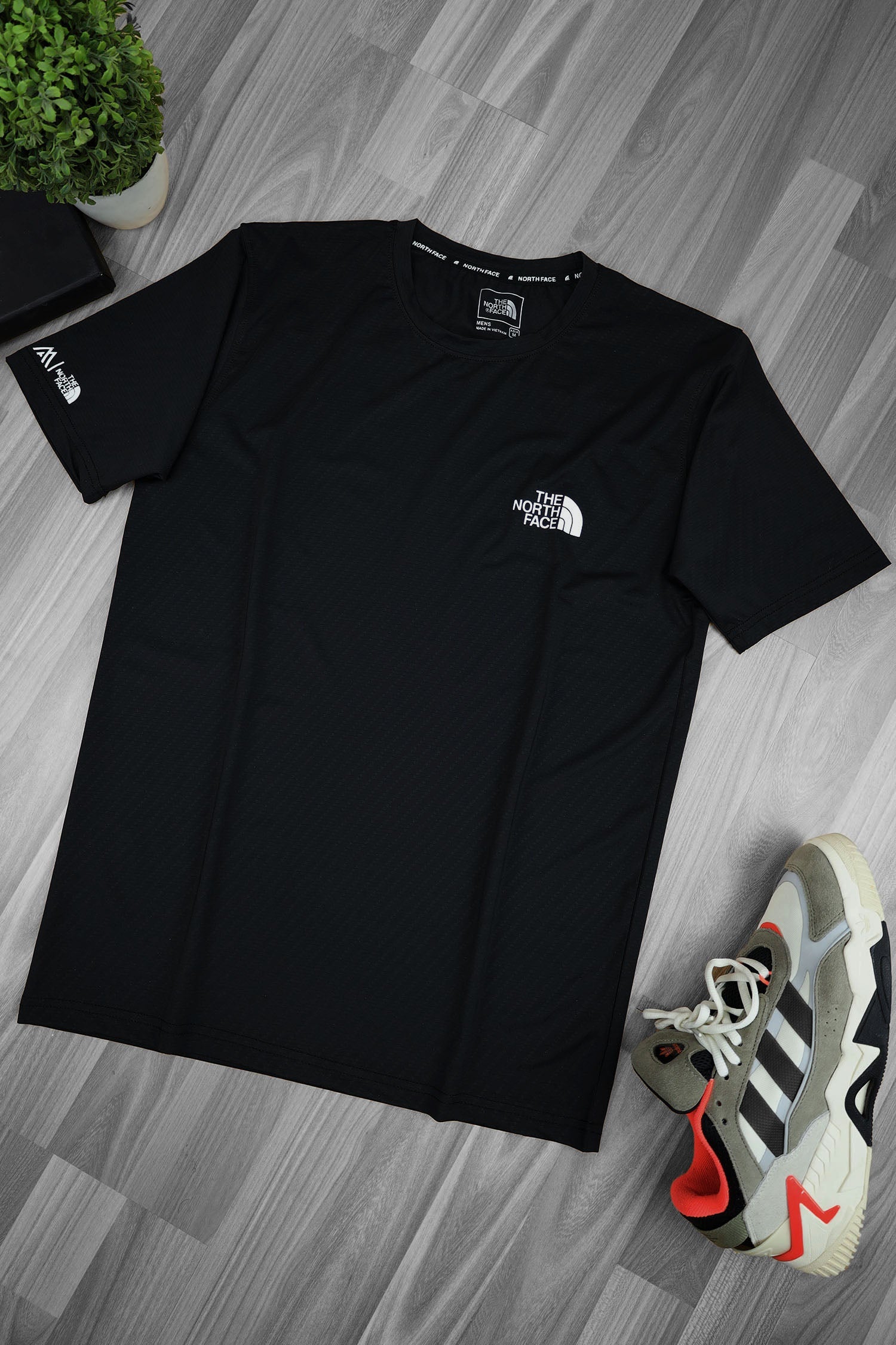 The Nrth Fce Reflector Logo Branded Dry Fit Tee In Black