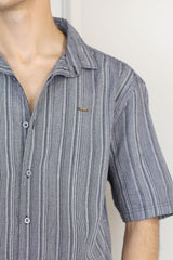 Turbo Down Box Collared Casual Shirt In Charcoal Blue