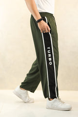 Turbo Panel Typography Micro Loose fit Trouser in Olive
