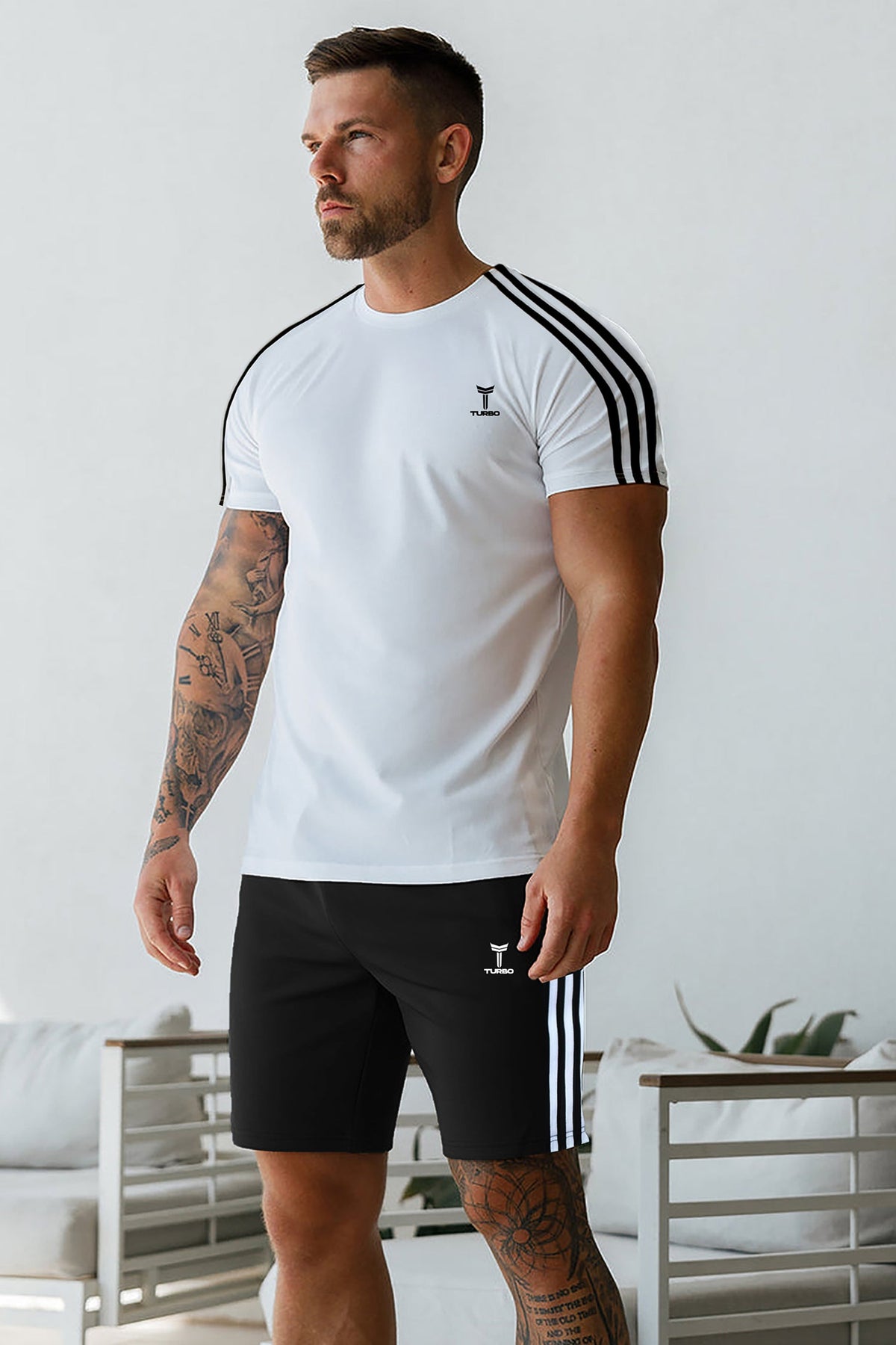 Turbo Classic 3-Stripes Quickdry Signature Tracksuit in White