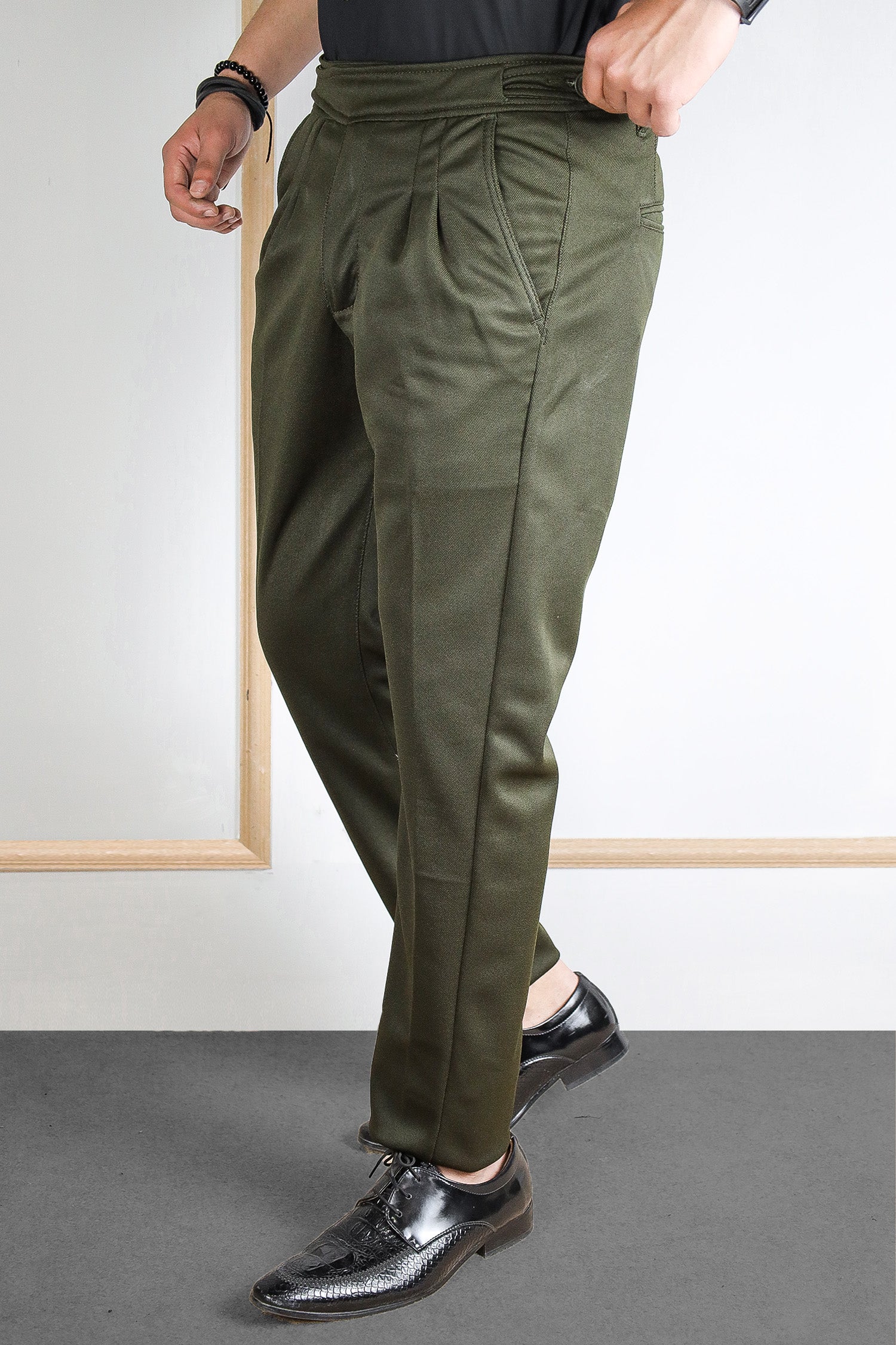 Self Texture Slim Fit Gurkha Cotton Pant