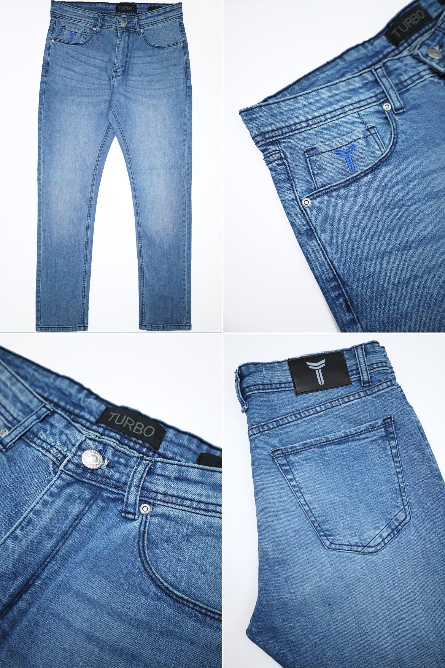 Slim Fit Turbo Jeans In Sky Blue