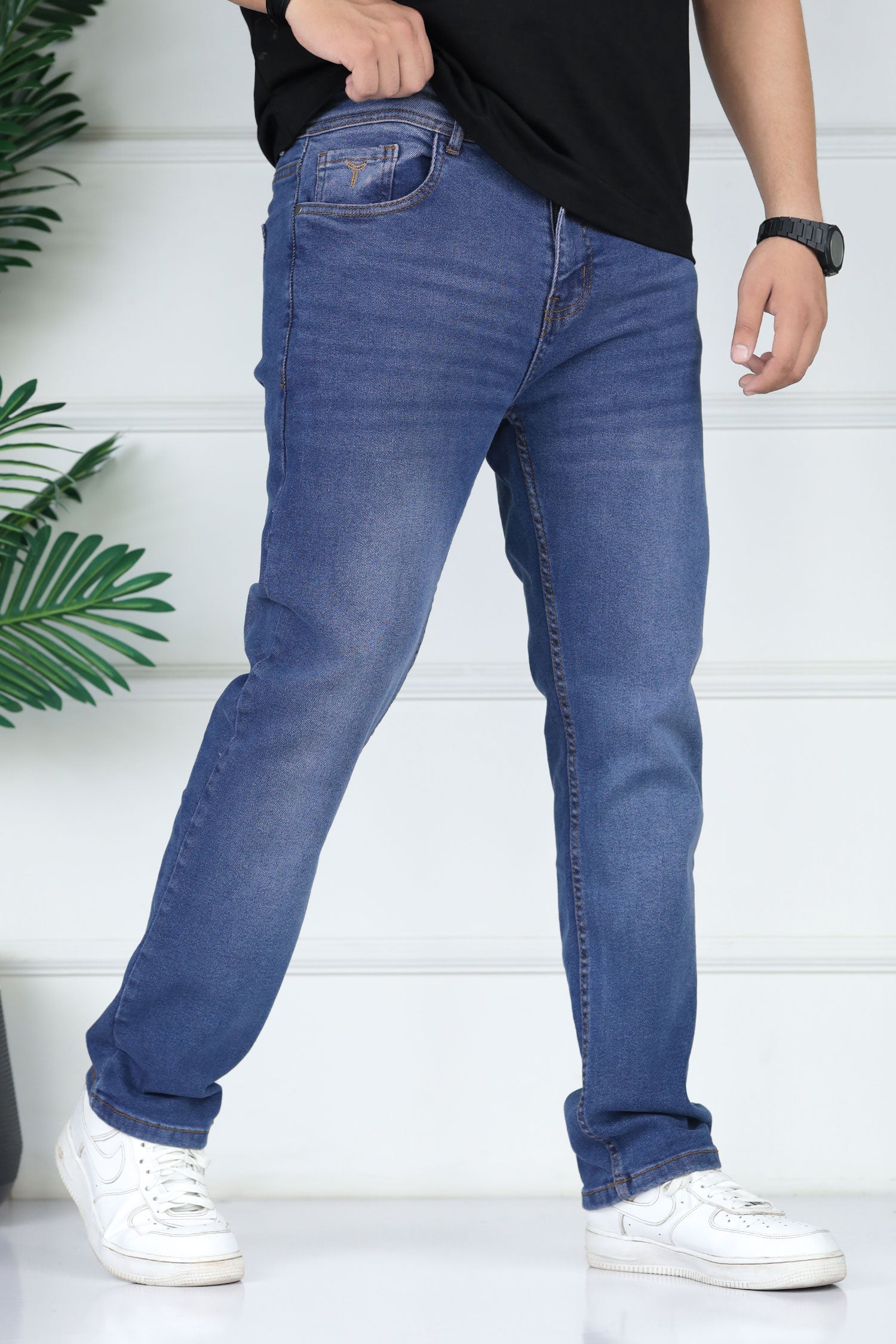 Turbo Refined-Cut Tailored Slim Fit Jeans In Navy Blue