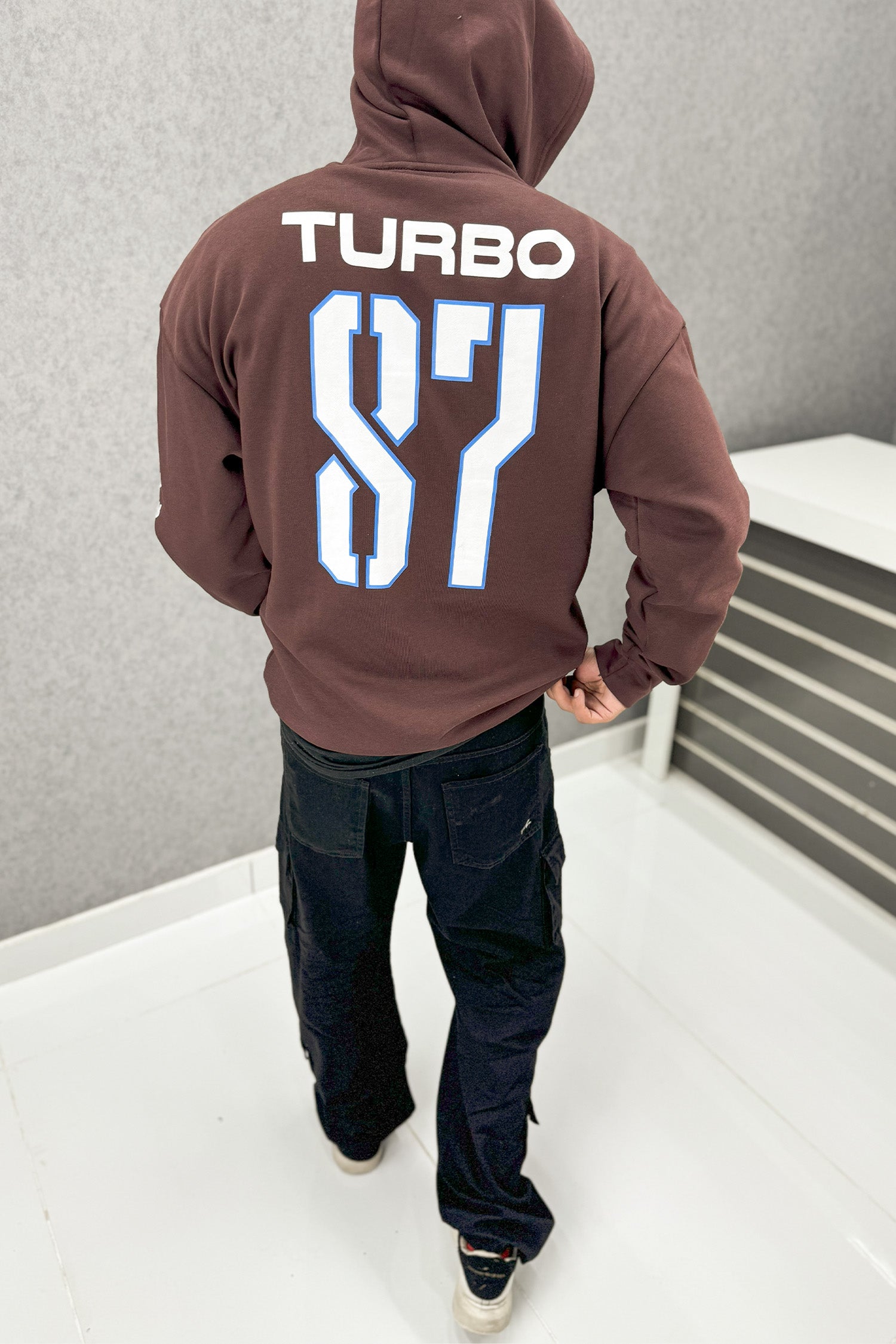 Turbo 87 Universe Aplic Fleece Hoodie In Dark Maroon