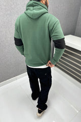 Turbo Original Elbow Writing Panel Fleece Hoodie In Green