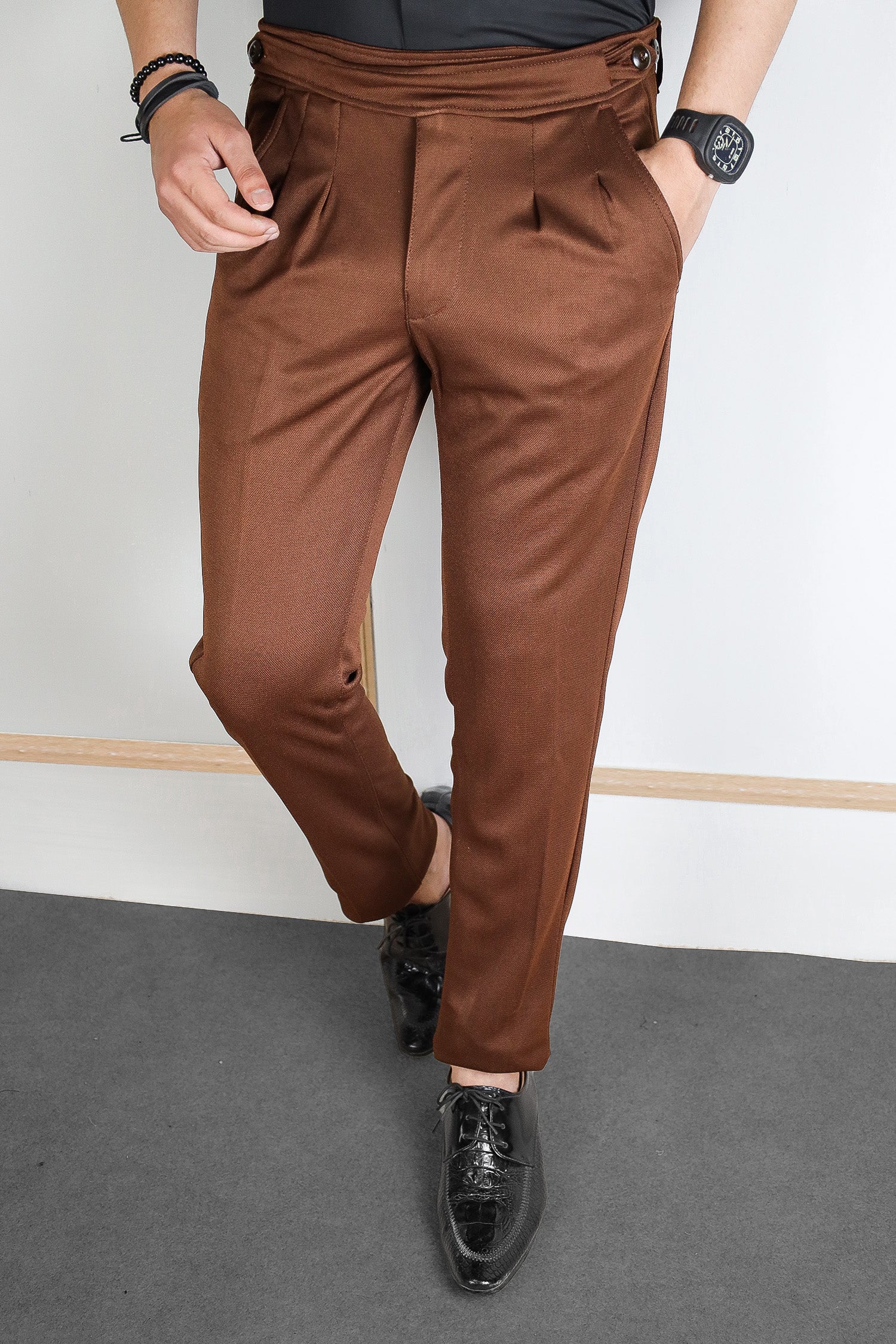 Self Texture Slim Fit Gurkha Cotton Pant