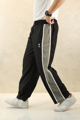 Turbo Panel Typography Micro Loose fit Trouser in Black