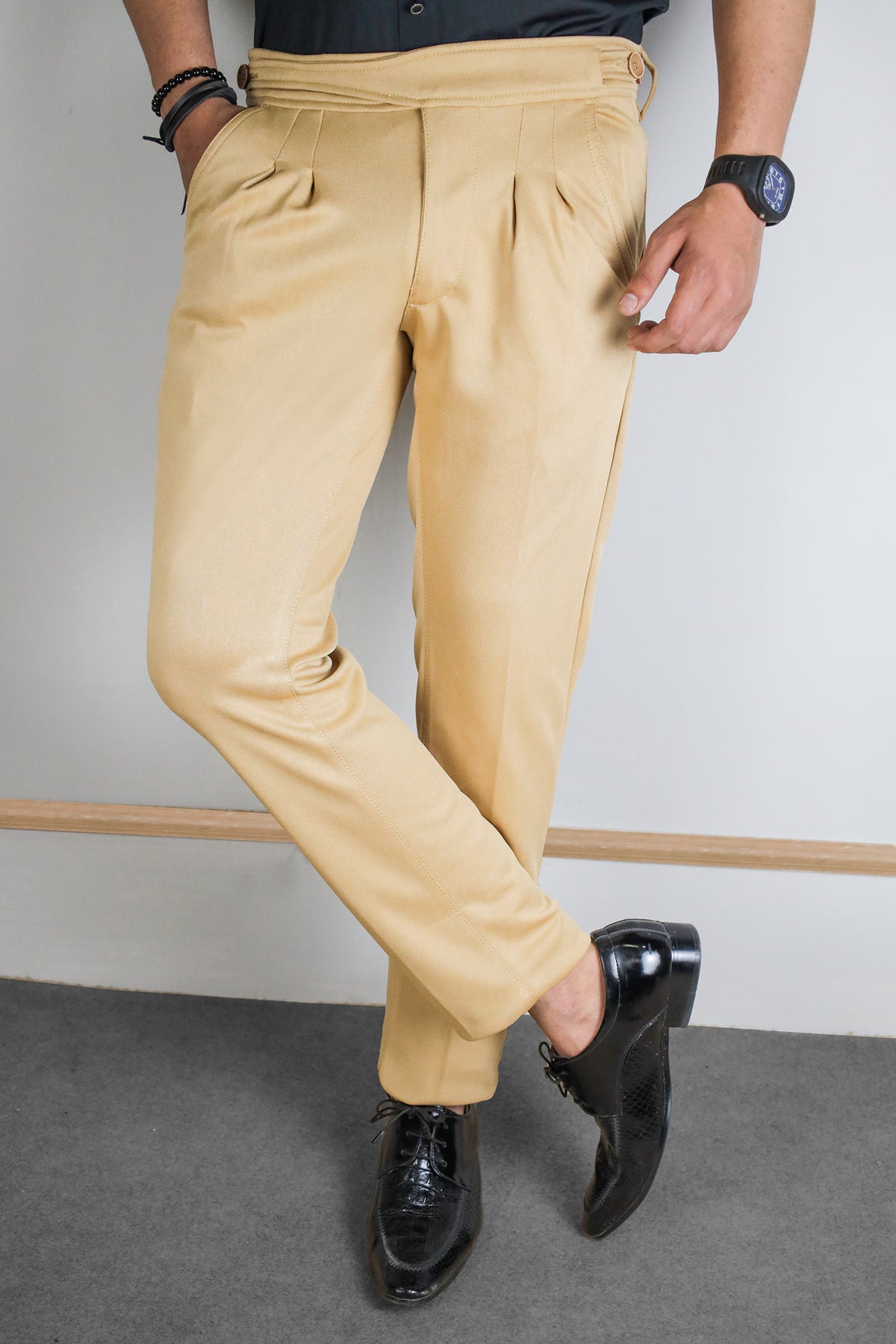 Self Texture Slim Fit Gurkha Cotton Pant