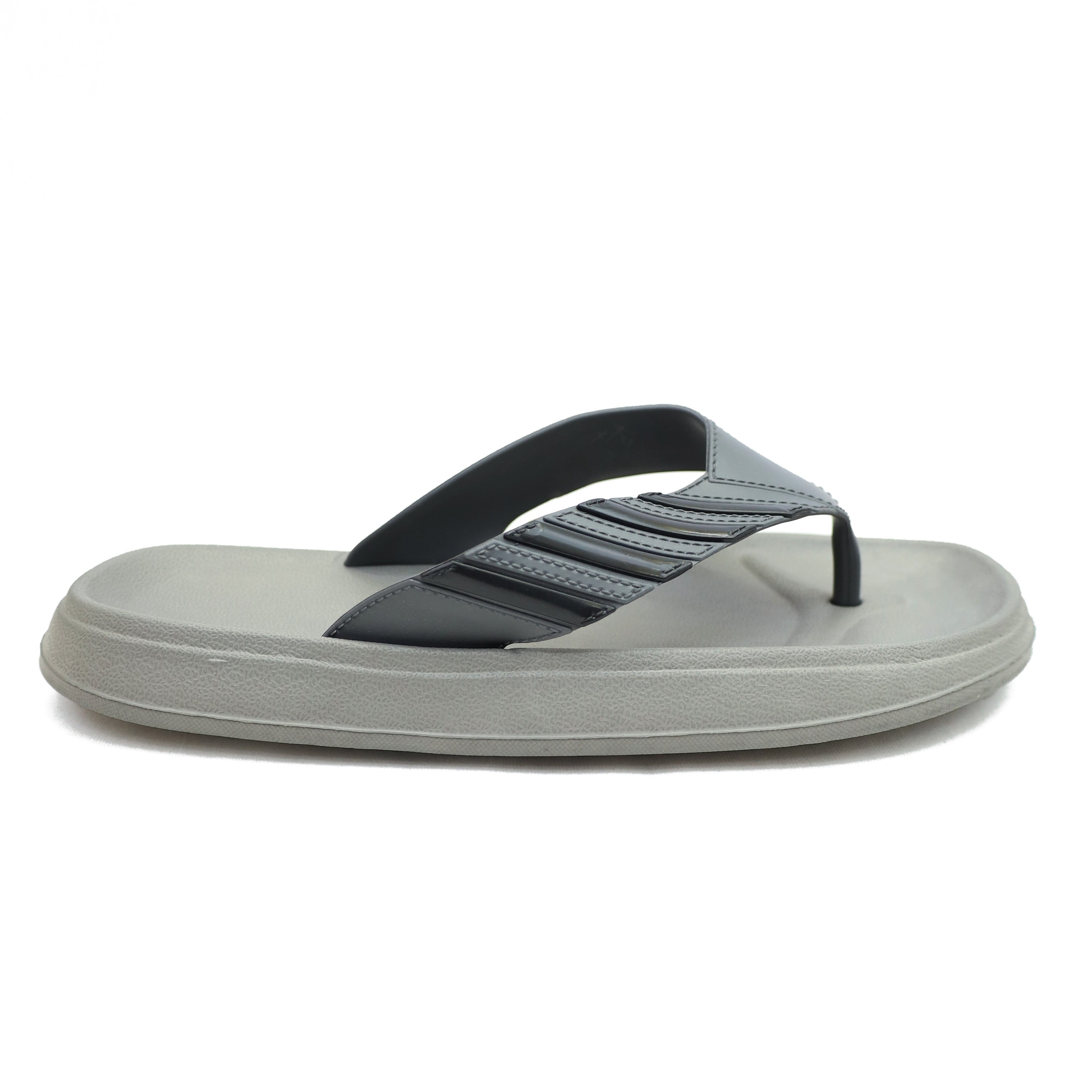 Stripe V-Shaped Straps Men Flip Flops in Grey