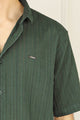 Turbo Minimalist Design Half Sleeve Casual Shirt In Dark Green