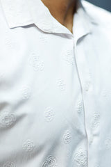 Embossed Floral All Over Casual Shirt In White