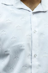 Embossed Crown All Over Casual Shirt In White