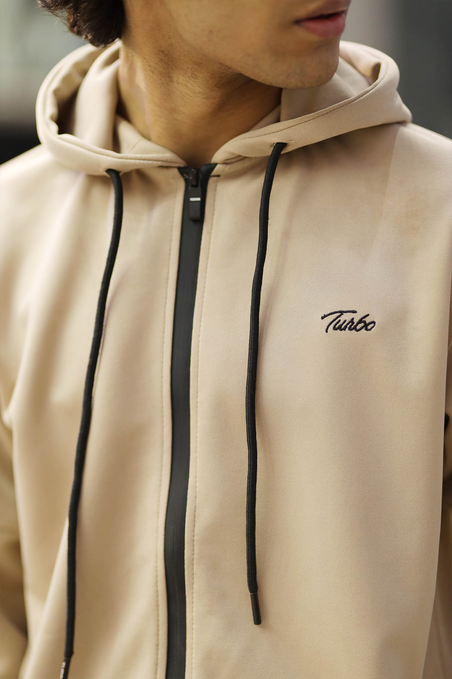 Turbo Hood Style Men Zipper Tracksuit In Light Skin